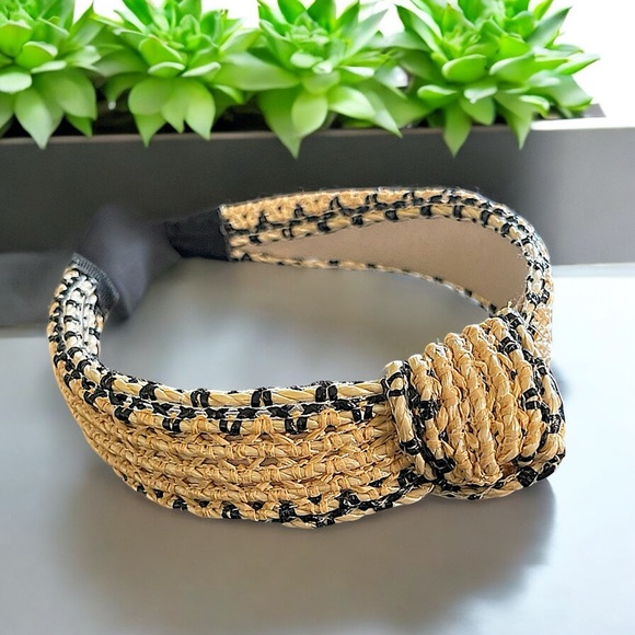 Natural Raffia Knotted Headband - Picture 2 of 16